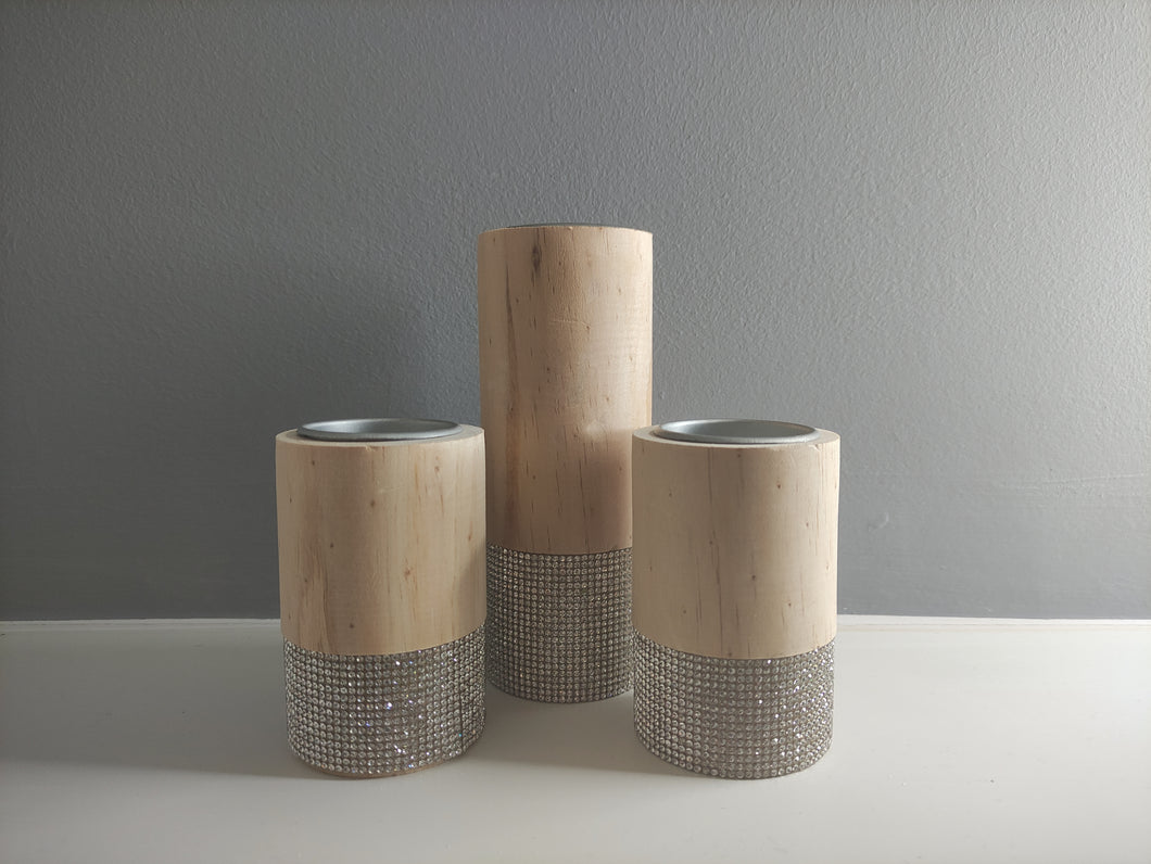 Trio of Sparkly Tealight Candle Holders